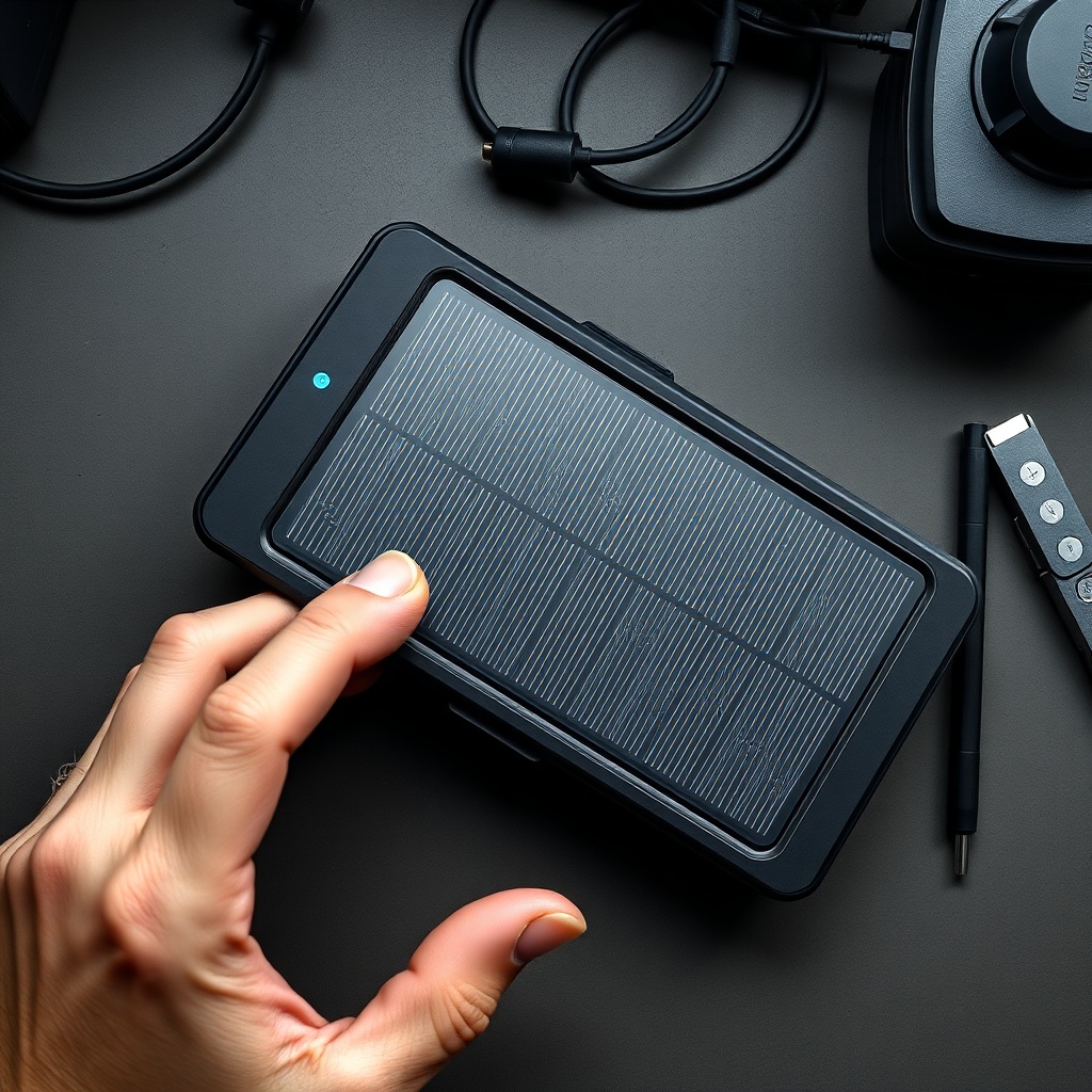 A photorealistic overhead shot of the Anker Solix Solarbank 2 Pro opened slightly to show